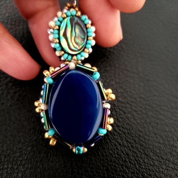 "Azure drops" Handmade dangle earrings - Picture 2 of 2